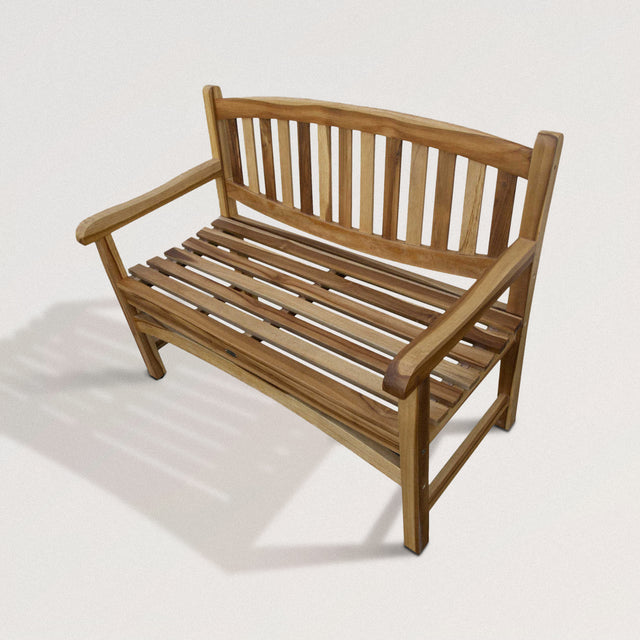 WILFRED Teak Outdoor Bench in Natural Finish (Curved Back)