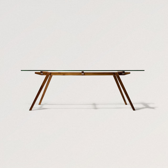 GUTHRIE Dining Table in Glass + Artisan Solid Wood