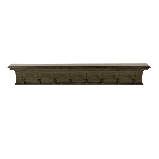 Antiqued Hanging Coat Rack in Distressed Green (Eight Hooks) - Wooden Soul