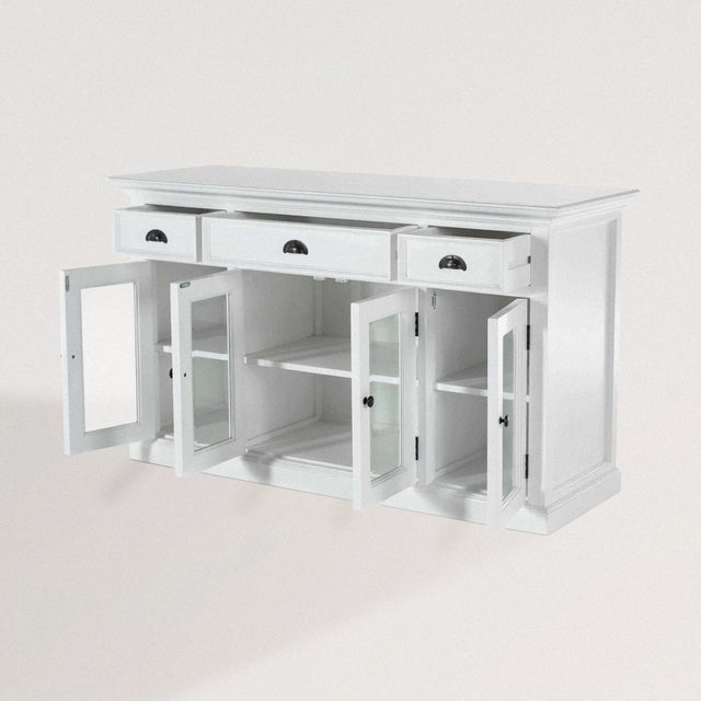 Artisan 3-Drawer Buffet Table in Classic White Mahogany - Wooden Soul