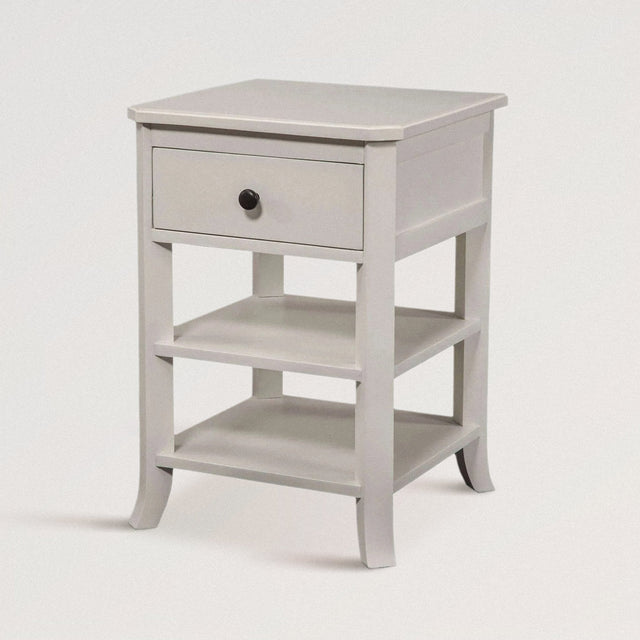 BRAGG Nightstand With Flourished Legs in Solid Mahogany (White Wood) - WOODEN SOUL