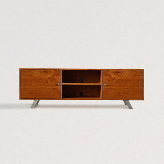 BRIDGIT TV Stand in Cherry and Steel - WOODEN SOUL