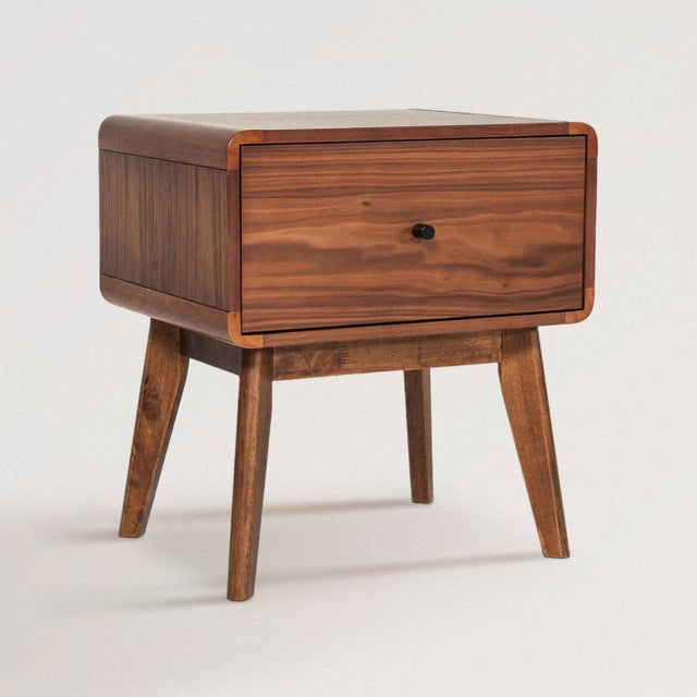 CARLY Retro Walnut Nightstand in Solid Wood - WOODEN SOUL