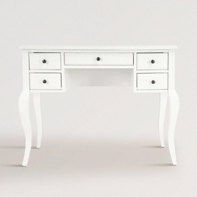 CHRISTINE Writing Desk in White Solid Acacia - WOODEN SOUL