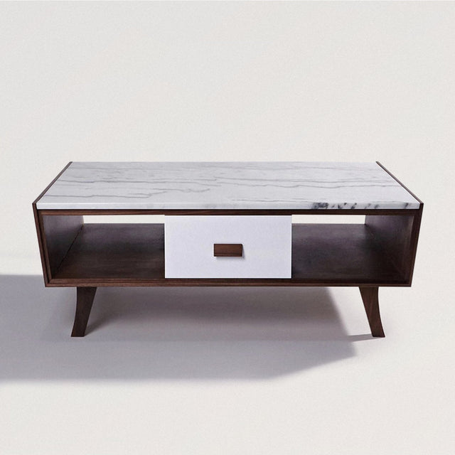 Coffee Table in Marble & Solid Wood - Wooden Soul