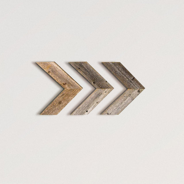 DALE Chevron Arrow in Weathered Reclaimed Wood (Set of 3) - WOODEN SOUL