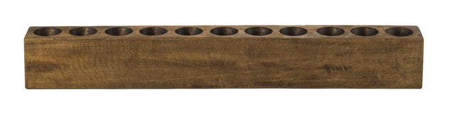 Distressed Solid Wood Candle Holder in Maple (11 Holes) Front - Wooden Soul