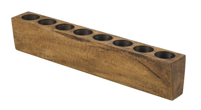 Distressed Solid Wood Candle Holder in Maple (8 Holes) - Wooden Soul
