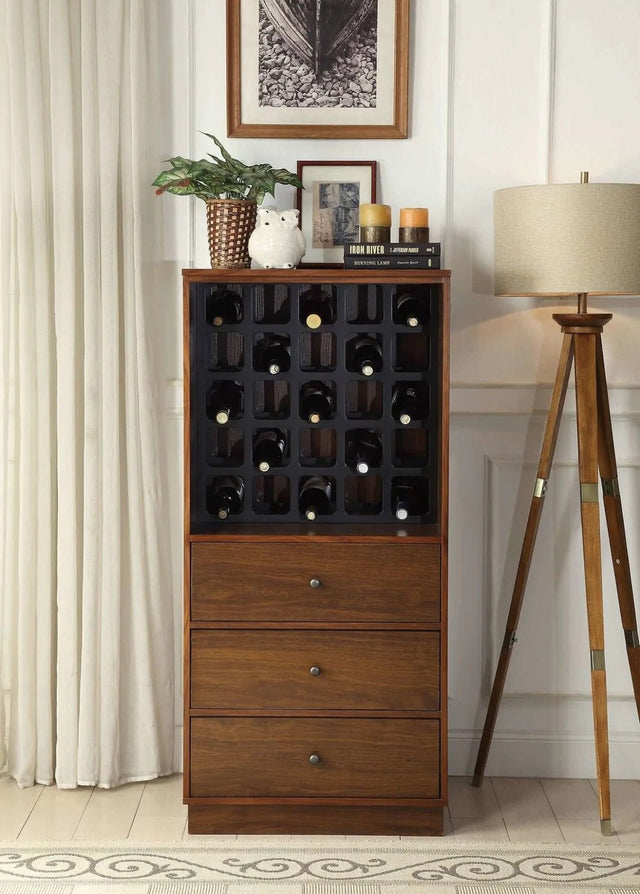 EARLE Wine Cabinet In Walnut Finish - WOODEN SOUL