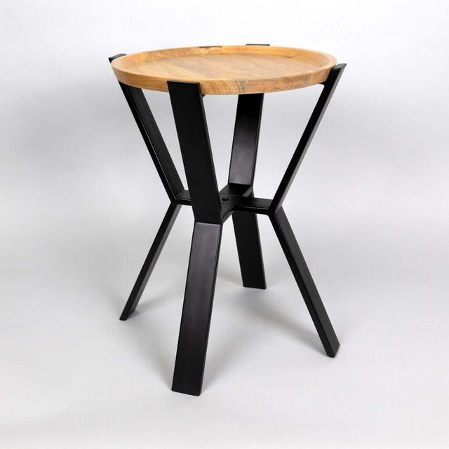 End / Side Table in Acacia Wood and Iron Angle - Wooden Soul