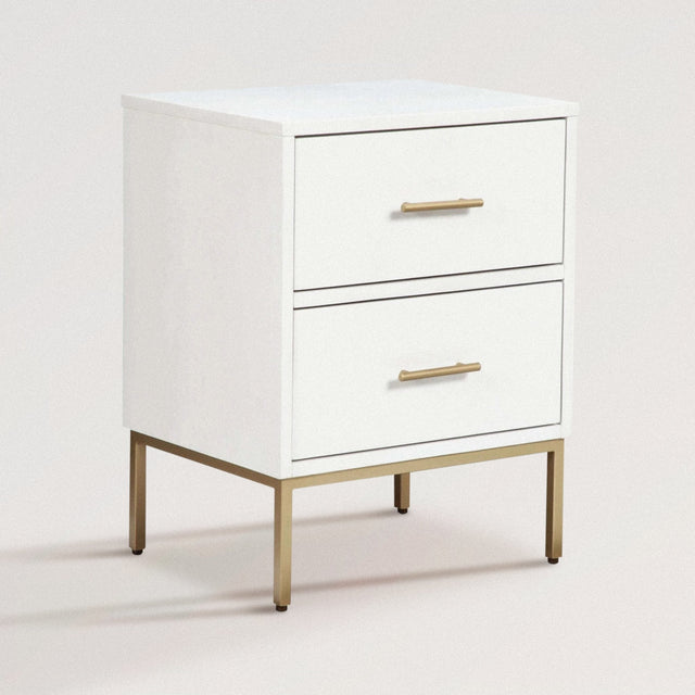 GWEN Nightstand in Gold and White Wood - WOODEN SOUL