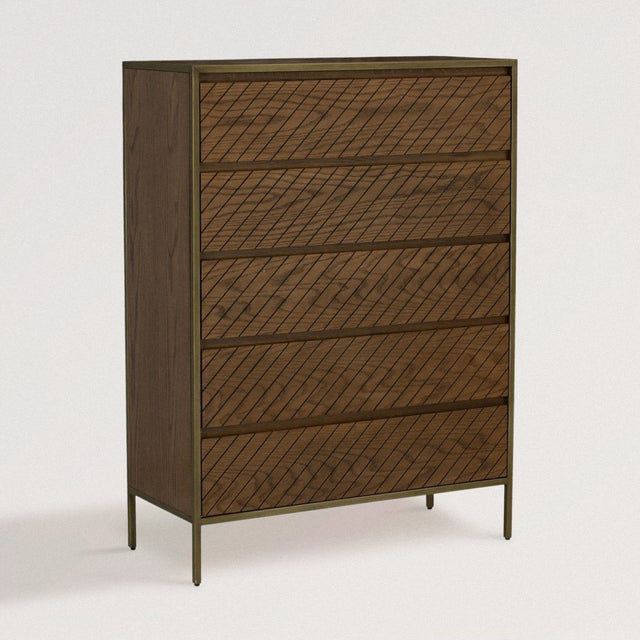 HARVEST '79 Brushed Brass Sideboard / Dresser in Cherry Acacia Wood - Wooden Soul