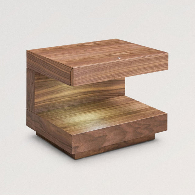 HAWKINS Nightstand with Integrated LED (Walnut) - WOODEN SOUL