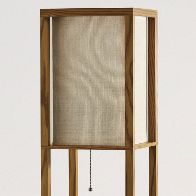 JANELLE Walnut Floor Lamp with Inbuilt Shelves - WOODEN SOUL