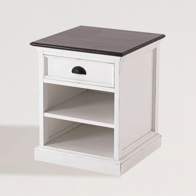 JONI French Farmhouse Nightstand in White Wood - WOODEN SOUL