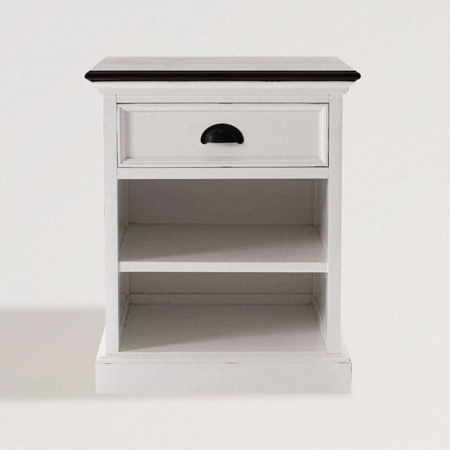 JONI French Farmhouse Nightstand in White Wood - WOODEN SOUL