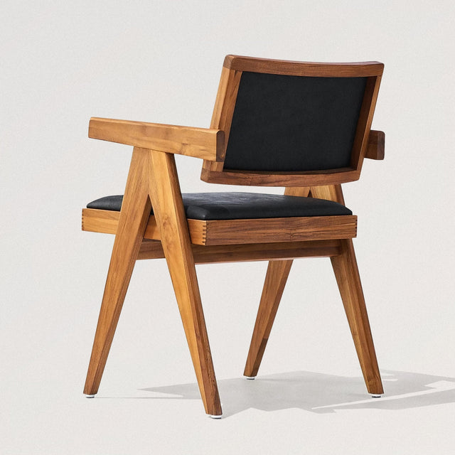 Leather and Wood Accent Chair in Solid Ash Wood - Wooden Soul