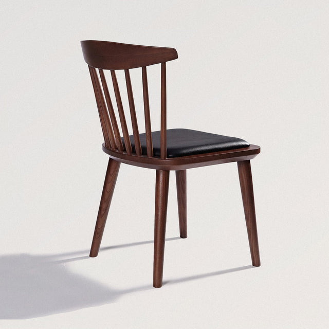 Leather Cushioned Dining Chair in Ash Wood - Wooden Soul