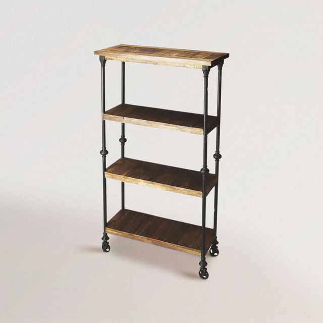 LIONEL Industrial Bookcase in Solid Mango Wood and Iron - WOODEN SOUL