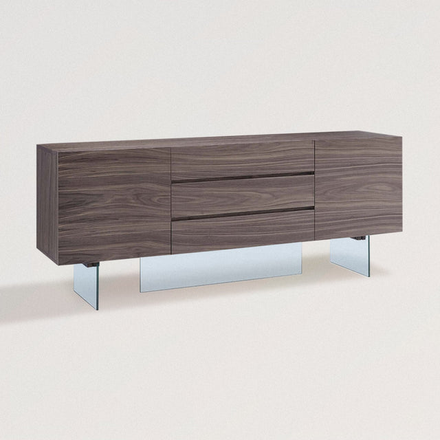 Modern Buffet / Console Table in Walnut and Glass - Wooden Soul