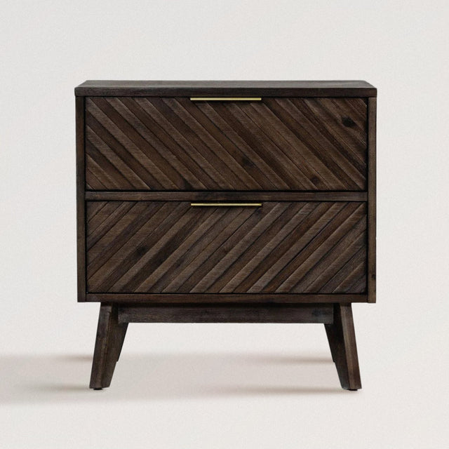 MORRISON Chevron Nightstand in Solid Acacia Wood - WOODEN SOUL