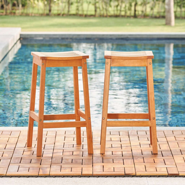 Natural Wood Patio Dining Stool - Wooden Soul