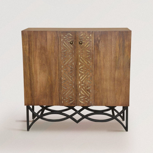 OHIA Handcrafted Mango Wood Console Table + Cabinet - WOODEN SOUL