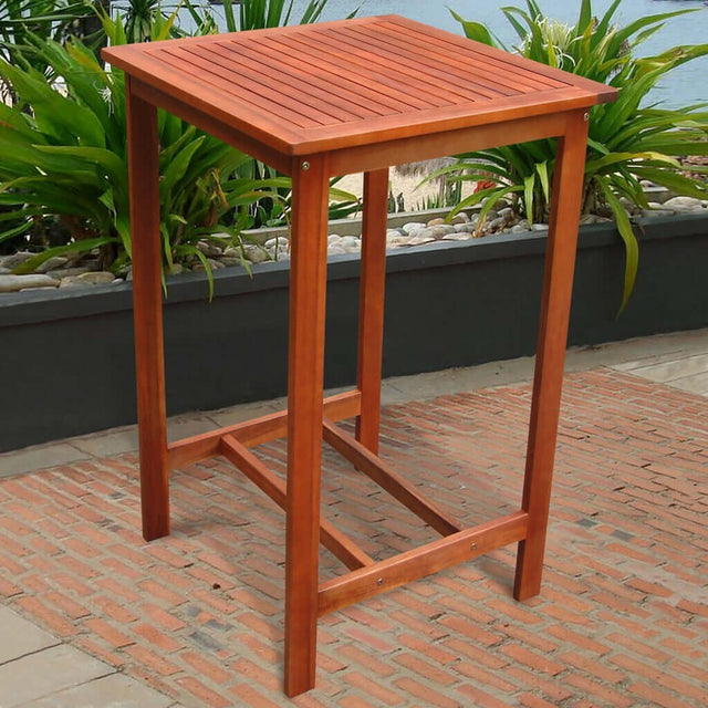 Outdoor Bar Table in Eucalyptus Wood (Square) - Wooden Soul