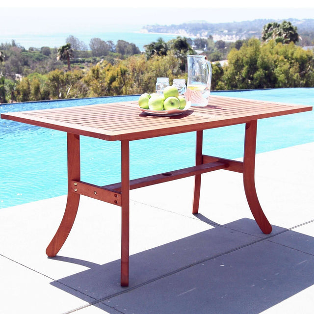 Outdoor Dining Table in Eucalyptus Wood (Burnt Sienna) - Wooden Soul