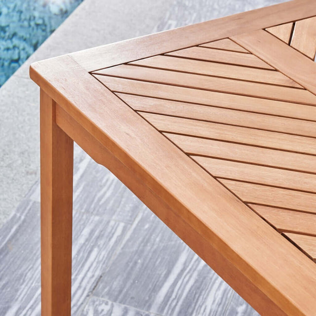 Outdoor Dining Table in Honey Brown Eucalyptus Wood Detail - Wooden Soul