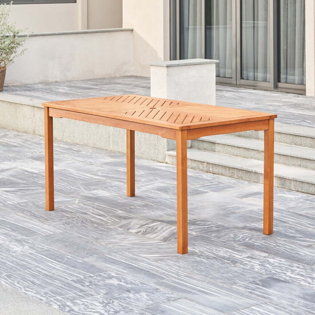 Outdoor Dining Table in Honey Brown Eucalyptus Wood - Wooden Soul