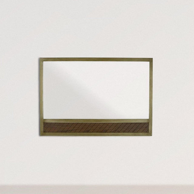 PERCIVAL Wall Mirror in Brushed Brass and Acacia Wood - WOODEN SOUL