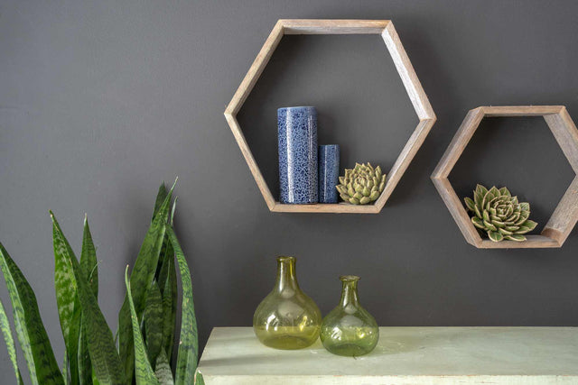 Reclaimed Wood Hexagonal Open Backed Shelves (Set of 3) Photo 2 - Wooden Soul