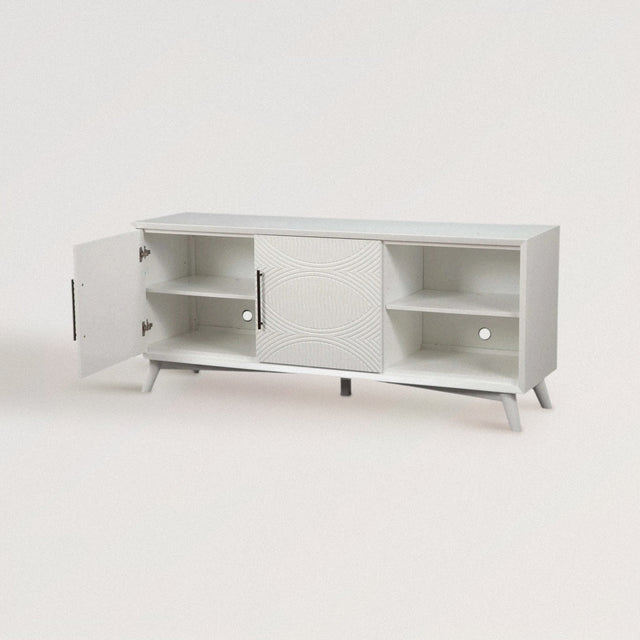 REED TV Stand in White Mahogany Wood - WOODEN SOUL
