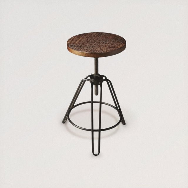 Revolving Bar Stool in Reclaimed Wood and Iron - Wooden Soul