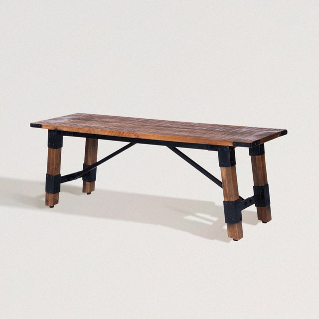 Rustic Industrial Wood Bench in Iron and Mango Wood - Wooden Soul