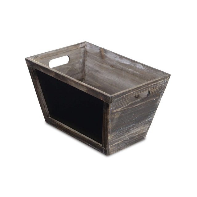 Rustic Wooden Storage Box with Chalkboard in Fir Wood Angle - Wooden Soul