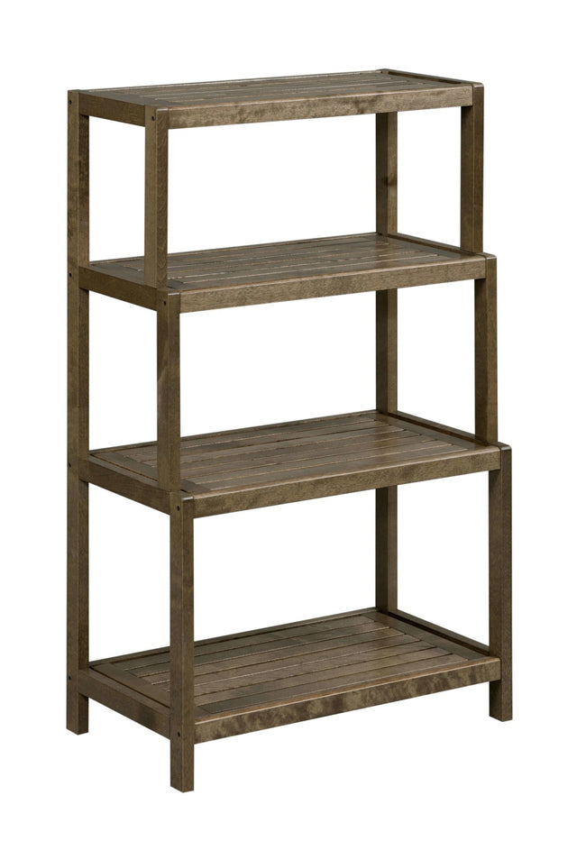 Solid Wood 4-Tier Staggered Bookcase in Antique Chestnut (37" Tall) - Wooden Soul