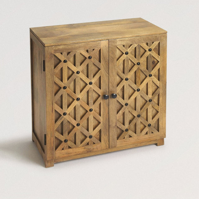 SUFJAN Hand Carved Console Cabinet in Solid Mango Wood - WOODEN SOUL