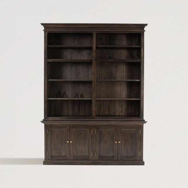 SUZANNE Double Bookshelf Hutch in Black Washed Mindi Wood - WOODEN SOUL