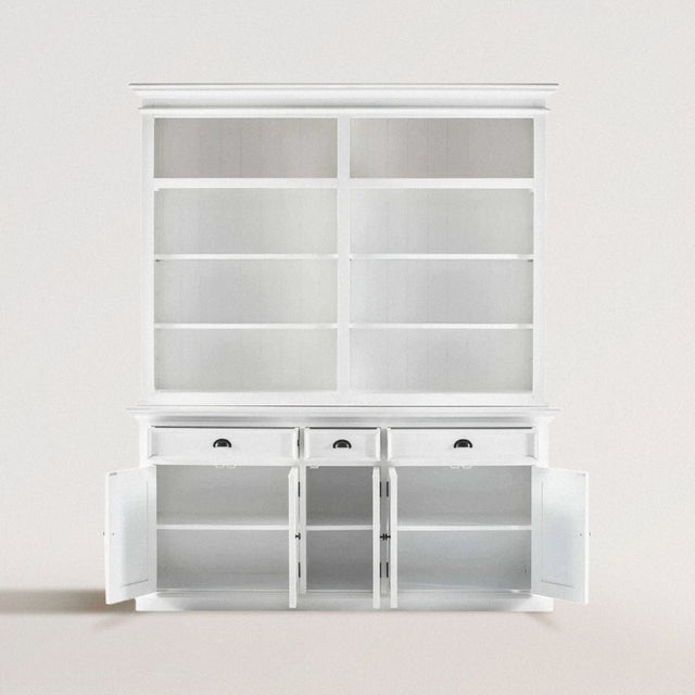 TOWNES Hutch Bookcase in Classic White Mahogany (8 Shelves) - WOODEN SOUL