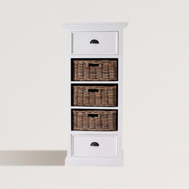 TOWNES Storage Cabinet in Kubu Rattan and White Mahogany - WOODEN SOUL