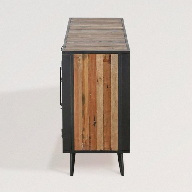 Two-Tone Buffet Table in Poplar and Cane Bamboo - Wooden Soul
