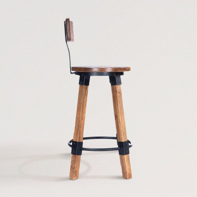 WAITS Counter Stool in Mango Wood and Iron - WOODEN SOUL
