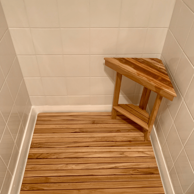 Teak Corner Shower Bench Photo 3 - Wooden Soul