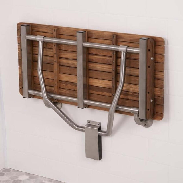 WOODEN SOUL Island Resort Teak Shower Bench (36") Folded Up - Wooden Soul