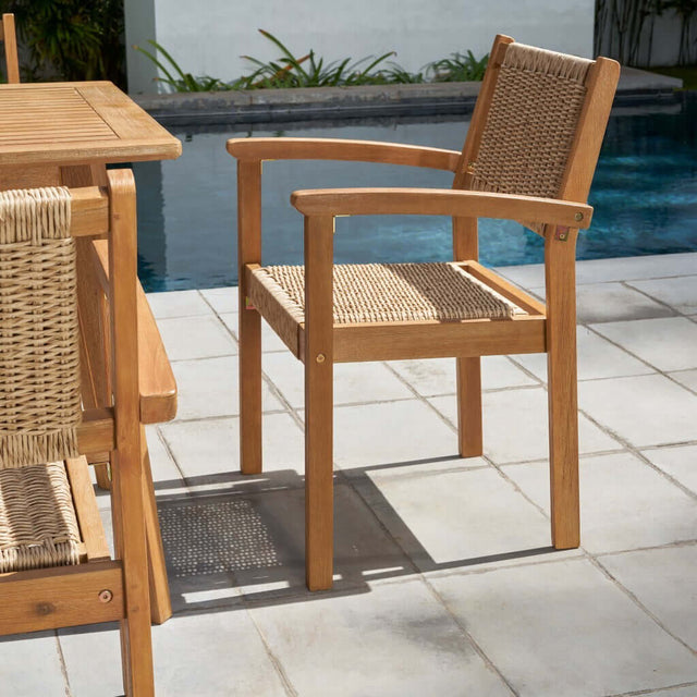 Woven Outdoor Teak Dining Chairs (Set of Two) - Wooden Soul