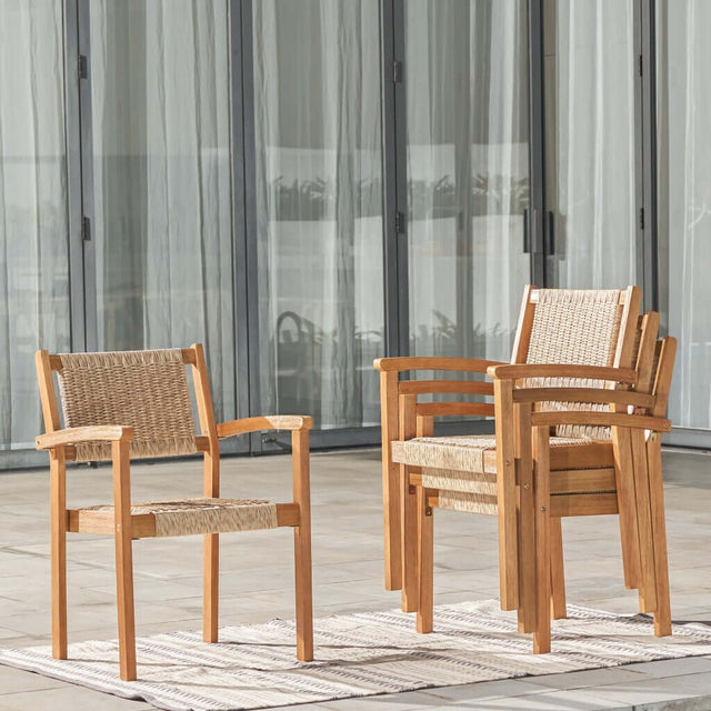 Woven Outdoor Teak Dining Chairs (Set of Two) Photo 2 - Wooden Soul